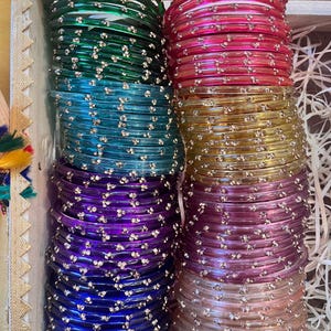 96 Glass Churi Bangles Set: India Pakistan Bridal Chura, Sizes 2.2-2.8 image 19