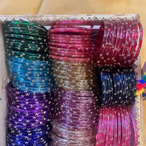 96 Glass Churi Bangles Set: India Pakistan Bridal Chura, Sizes 2.2-2.8 image 11
