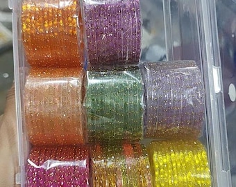 96-delige regenboogglazen armbandenset: Indiase bruiloftchura, maten 2,2-2,10