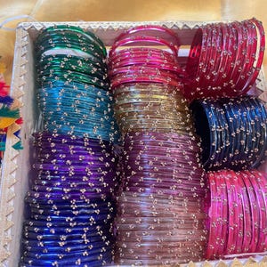 96 Glass Churi Bangles Set: India Pakistan Bridal Chura, Sizes 2.2-2.8 image 10