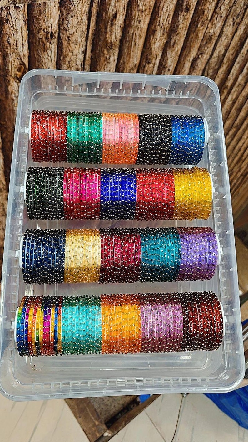 96 Raindrop Glass Bangles Set: Size 2.2, 2.4, 2.6, 2.8, 2.10 Indian ...