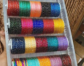 Juego de 96 brazaletes de cristal con forma de gota de lluvia (tallas 2.2, 2.4, 2.6, 2.8 y 2.10), ideales para bodas indias, pakistaníes y de estilo Bollywood.