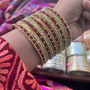 Metal Thread Bangle Set: Indian Bridal Churi Combo Box