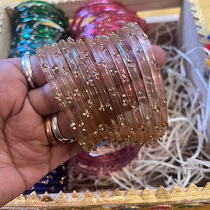 96 Glass Churi Bangles Set: India Pakistan Bridal Chura, Sizes 2.2-2.8 image 5