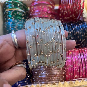 96 Glass Churi Bangles Set: India Pakistan Bridal Chura, Sizes 2.2-2.8 image 9