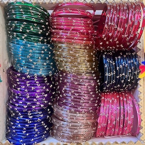 96 Glass Churi Bangles Set: India Pakistan Bridal Chura, Sizes 2.2-2.8 image 20
