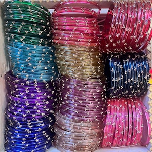 96 Glass Churi Bangles Set: India Pakistan Bridal Chura, Sizes 2.2-2.8 image 16