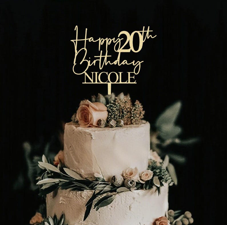 20th Birthday Cake Topper Custom,happy 20th Birthday Cake Topper,20th ...