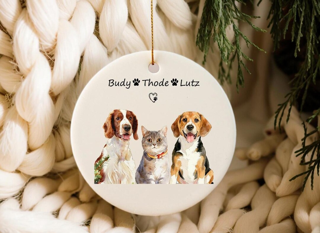 Personalized Pet Memorial Ornament From Photo + Name,striped Dog & Cat ...
