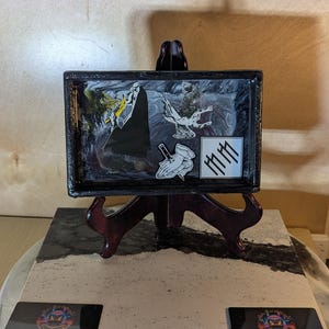 Custom epoxy rolling tray / one of a kind / abstract art / and themed sticker inlay.