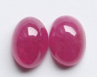 Natuurlijk robijnpaar edelsteen, AAA+++ robijnovaal glad gepolijst cabochonpaar, robijncabines, losse cabochonrobijn voor sieraden, 7 x 5 mm