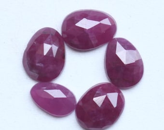Natural Red Ruby Rose Cut Faceted Cabochon Lot, Mix Shape Loose Gemstones for Jewelry Making, July Birthstone, 7To8MM , Ct.6.00