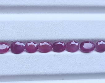 Ruby Emerald Cut Gemstone , Natural Red Ruby Emerald Cut Oval Faceted Cabochon , Loose Ruby Gemstone ,Ruby Ring Cut Jewellery Supply, 6To7MM