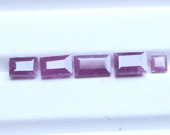 4-9 mm ルビー 5個セット 10.00カラット オーバル エメラルドカット カボション ルースジェムストーンセット 天然ピンクレッドルビー ジュエリー製作用 バルク
