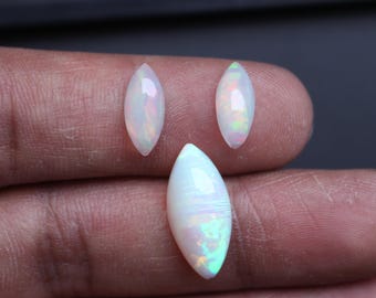 Opal Cabochon Set 3 Pcs Natural Loose Opal Gemstone Cabochon for Jewelry Making Ring Pendant Crystal Healing Gift, 12To18MM , Ct.3.80