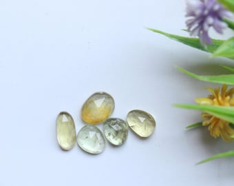 Lote de piedras preciosas de aguamarina natural, cabujones de talla rosa (6,5 a 9 mm)