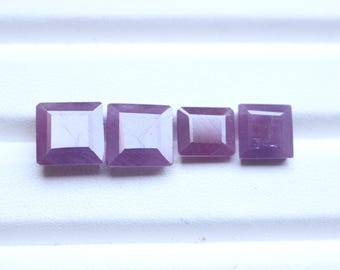 8.5～10mm ルビー 4個セット 21.50カラット バゲット エメラルドカット カボション ルースジェムストーンセット 天然ピンクレッドルビー ジュエリー製作用