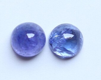 Cabujón de tanzanita natural, gema suelta redonda pulida y lisa de tanzanita azul AAA+++, par de cabujones de tanzanita para joyería, 8 mm
