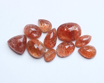 Natuurlijke gouden zonnesteen cabochon set, gemengde vorm gefacetteerde edelstenen (9,5 tot 16 mm)