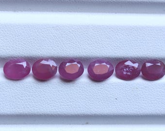 Ruby Emerald Cut Gemstone , Natural Ruby Emerald Cut Oval Faceted Cabochon , Loose Ruby Gemstone ,Ruby Ring Cut Jewellery Supply, 7To7.5MM