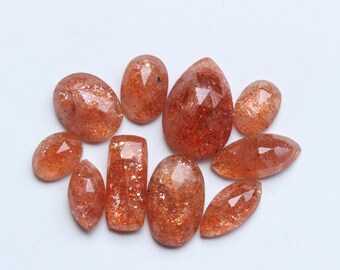 Natuurlijke gouden zonnesteen cabochon set, facetgeslepen edelsteen (9 tot 16,5 mm)