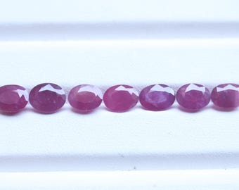 8x6.5 mm ルビー 7個セット 14.70カラット オーバル エメラルドカット カボション ルースジェムストーンセット 天然ピンクレッドルビー バルクジェム ジュエリー製作