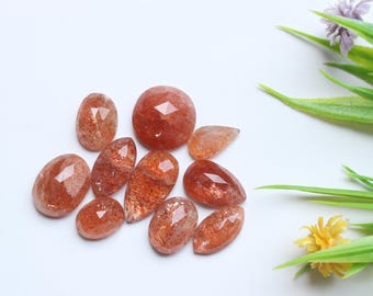Gouden zonnesteen cabochon set, gefacetteerde losse edelstenen, 10,5-16,5 mm