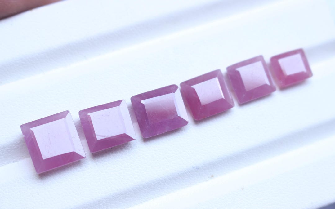 Ruby Bulku 8-10mm Ruby Lot 6 Pcs 28.00 Ct Baguette Emerald Cut Cabochon Loose ...