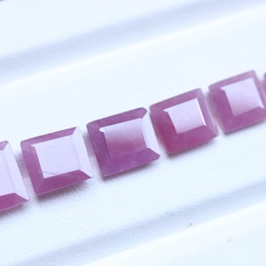 8-10mm Ruby Lot 6 Pcs 28.00 Ct Baguette Emerald Cut Cabochon Loose Gemstone Set Natural Pink Red Ruby Bulk for Jewellery