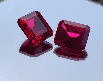 Lab Grown Ruby Emerald Cut  Loose Gemstones for Rings,  Earrings And Pendants, DIY Jewellery
