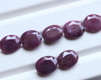 Natural Red Ruby Gemstone, Emerald Cut Oval Cabochon, 12-12.5mm