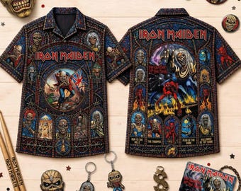 Iron Maiden Vintage Music Hawaiian Shirt, Heavy Metal Aloha Shirt, Retro Rock Band Gift