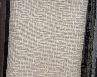 Cream Wool Handwoven Geometric Rug, Modern Scandinavian Decor
