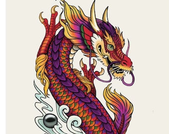 Red Dragon Art print poster