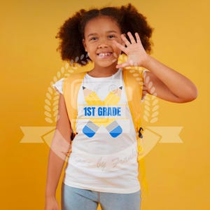 1st Grade Pencil Badge PNG: Back to School Shirt Design (Digital Download