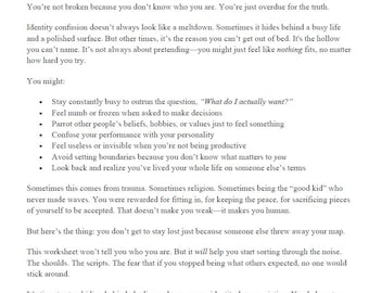 Identity Confusion | Self-Discovery Worksheet on Roles, Identity & Belonging