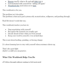 Finish What You Start | Quiet Fight Workbook for Follow-Through, Consistency & Self-Trust (No Motivation Required)