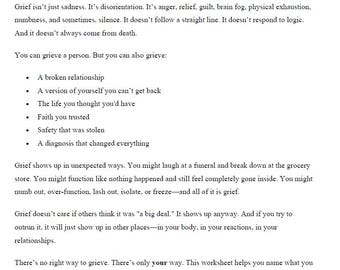 Grief: A Guided Worksheet for Naming, Feeling, and Healing Loss