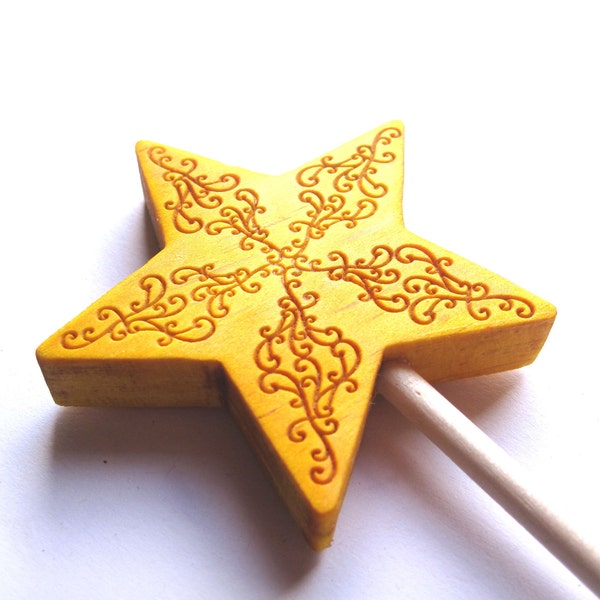 Kids toys yellow wand magic wood wand pretend play wizard fairy wands