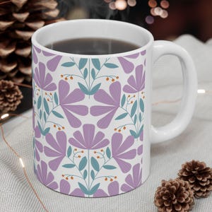 Florale Keramik-Kaffeetasse: Lebendiges Blumen-Design, 11oz/15oz