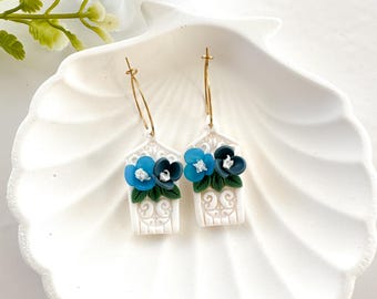 Floral Polymer Clay Dangle Earrings: Lightweight Boho Flower Jewelry