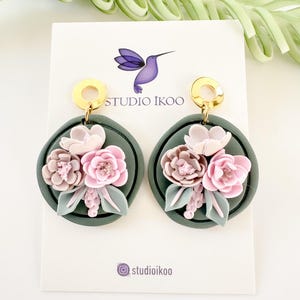 Handmade Polymer Clay Floral Earrings Boho Statement Earrings Wedding Earrings Gift for Her Elegant Dangle Earrings
