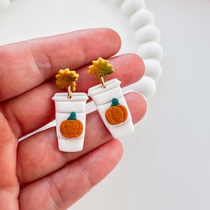 Polymer Clay Coffee Cup Earrings Cute Latte Earrings Coffee Lover Jewelry Gift Pumpkin Spice Latte Polymer Clay Earrings