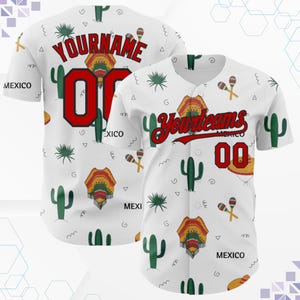 Mexico Baseball Jersey with Cactus | Custom Mexican Sports Shirt | Desert Style Jersey