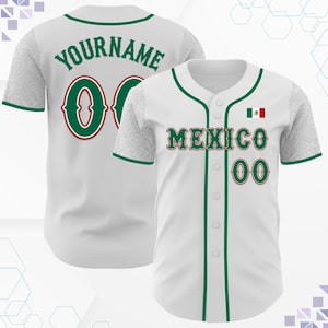 Custom Mexico Baseball Jersey – Personalized Name & Number – Mexican Flag Aztec Sleeve Shirt