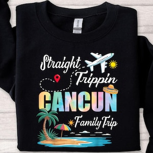 Retro Straight Trippin 2025 Family Trip Cancun Mexico Vacation Png, Mexico Vacation Png, Straight Trippin 2025 Png, Family Vacation Png.