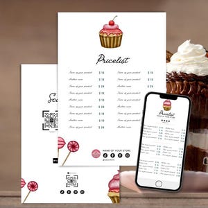 Editable Cava Bakery Flyer, Sweets Flyer, Cake Sale Flyer, Price List Template, Bakery Flyer | PL007