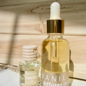 Refillset för bildiffusor | Vaniljdoft | EMber & Co. Doft | Långvarig luftfräschare för bilen | Hängande diffusorolja