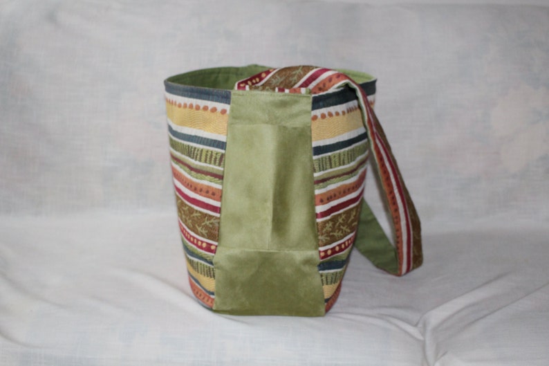 Lime and citrus striped carry-all tote