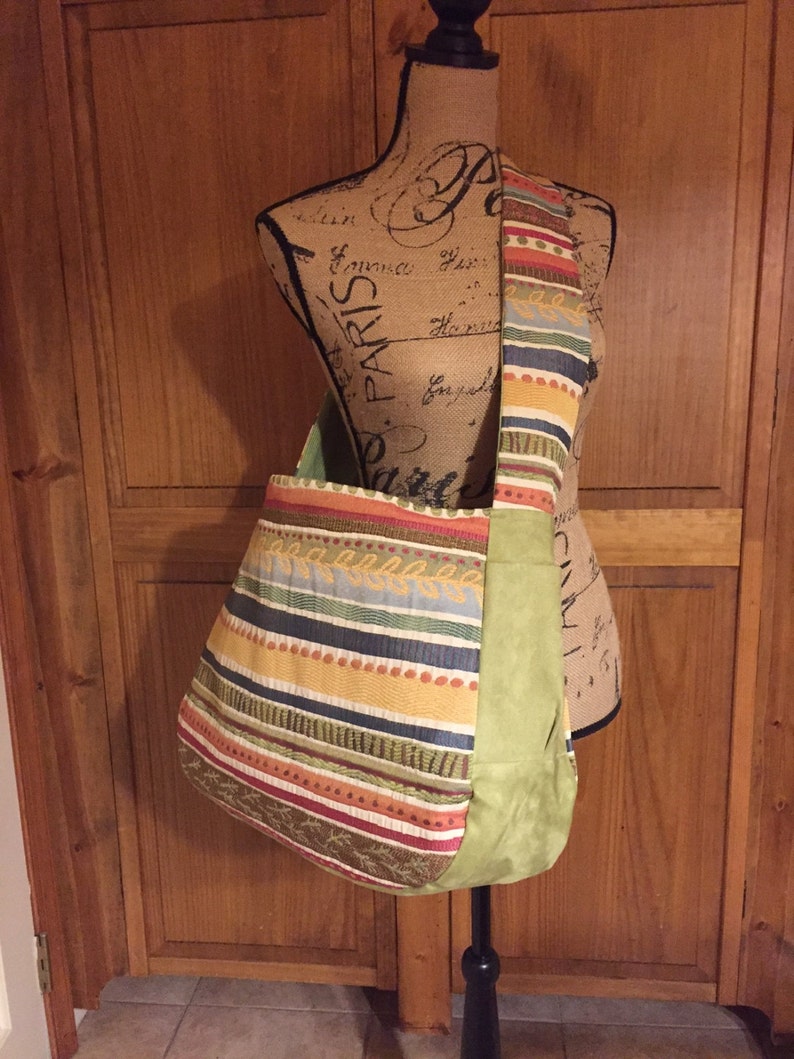 Lime and citrus striped carry-all tote
